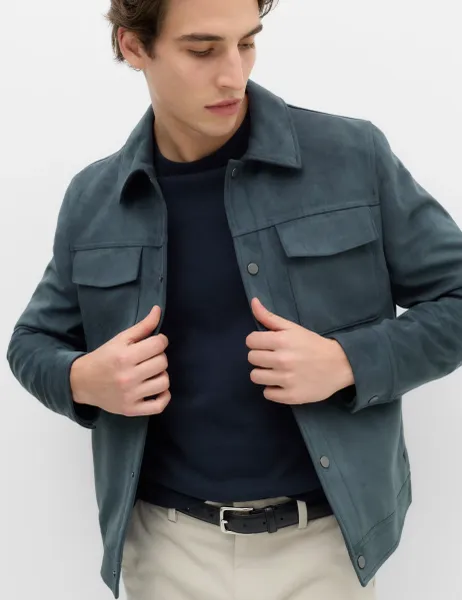 Marks & Spencer Faux Suede Overshirt Dark Slate