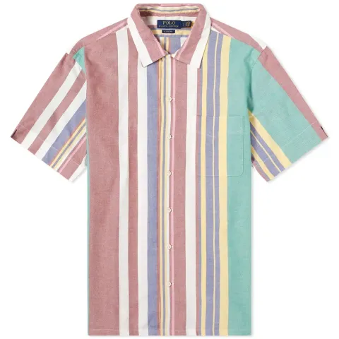 Short Sleeve Striped Button Down Shirt