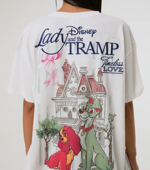 Skinnydip Women's White Cotton Lady and the Tramp Oversized T-shirt