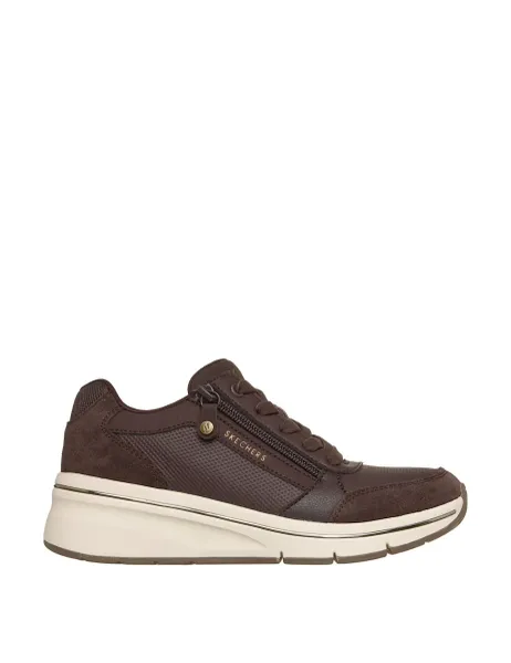 Skechers Street Billion Flex Luxe Up Wedge Trainers Chocolate