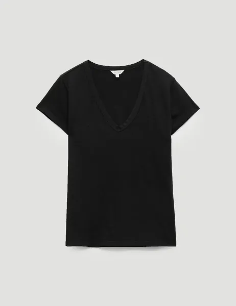 HUSH Pure Cotton Textured V-Neck T-Shirt