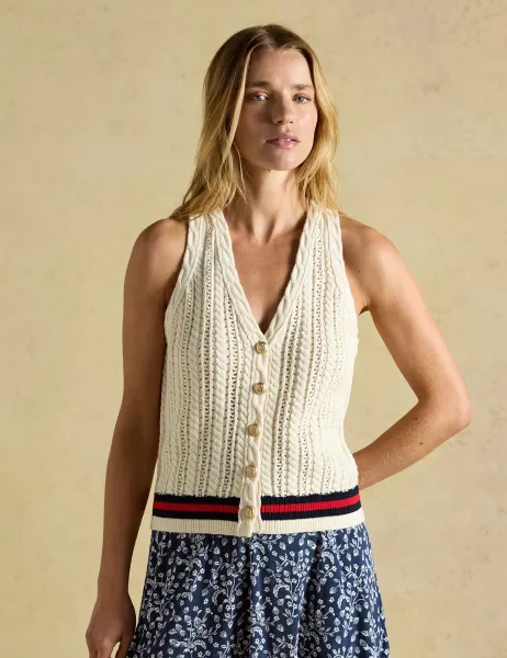 Joules Pure Cotton Textured V-Neck Knitted Vest