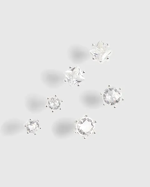 River Island Set Of 3 Cubic Zirconia Stud Earrings