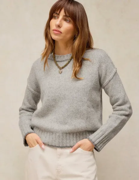 White Stuff Justine Long Sleeve V Neck Cardigan With Wool Grey