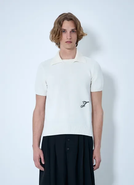 Ribbed Collar Knit Polo