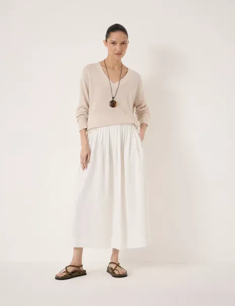 HUSH Coralie Linen and Cotton V-Neck Jumper