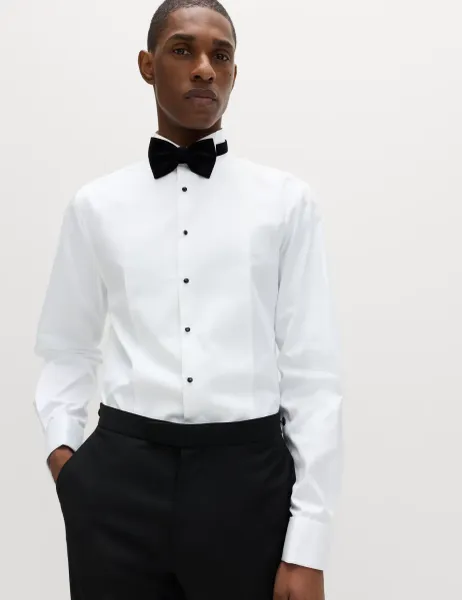 Marks & Spencer Regular Fit Luxury Cotton Double Cuff Dress Shirt White