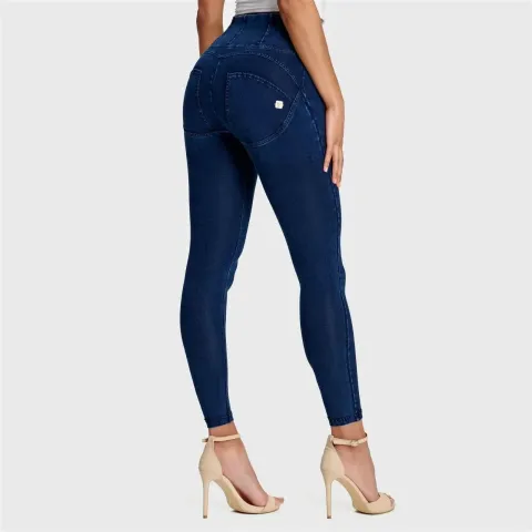 Freddy WRUP Denim - High Waisted - 7/8 Length - Dark Blue + Blue Stitching