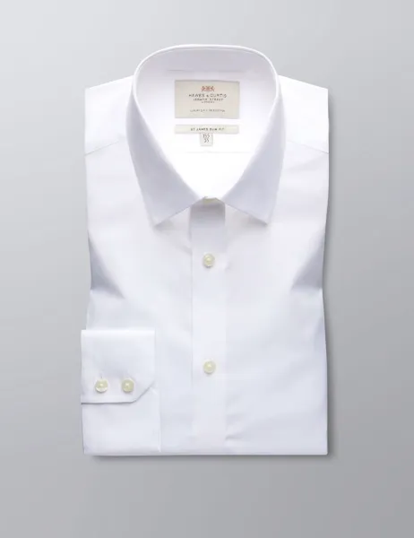 Hawes & Curtis Slim Fit Easy Iron Pure Cotton Shirt White