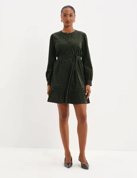 Finery London Cord Tie Waist Mini Dress