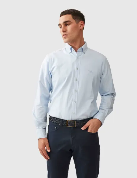 Rodd & Gunn Gunn Slim Fit Pure Cotton Oxford Shirt Light Blue
