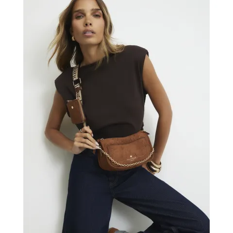 River Island Scooped Embossed Crossbody Bag