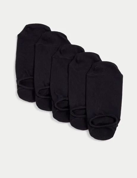 Marks & Spencer 5 Pack Cool & Fresh Invisible Trainer Liners Black