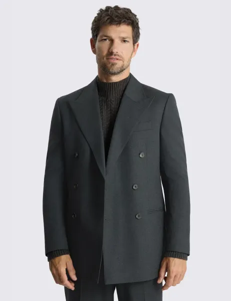 Moss Relaxed Fit Flannel Stretch Suit Jacket Charcoal