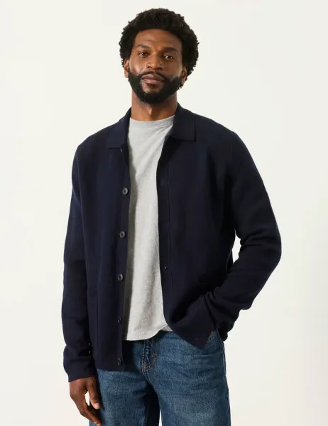 FatFace Cotton Rich Collared Cardigan with Cashmere