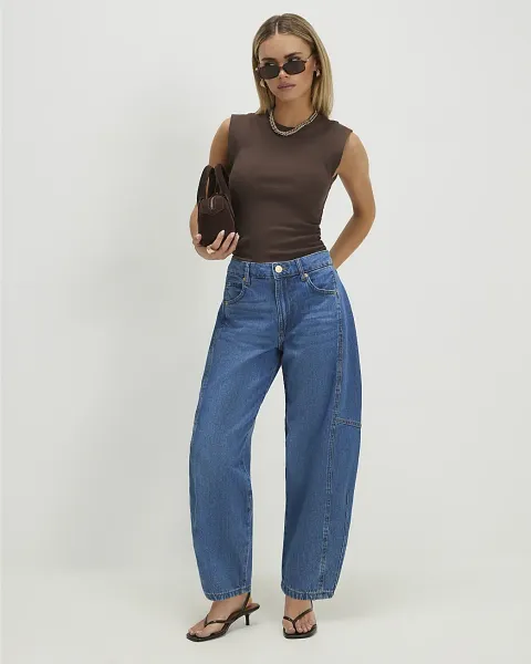 River Island Petite Soft Barrel Leg Jeans