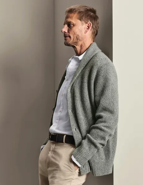 Charles Tyrwhitt Merino Wool Shawl Neck Cardigan Grey