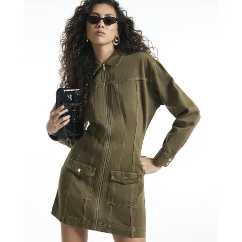 River Island Denim Zip Through Dress