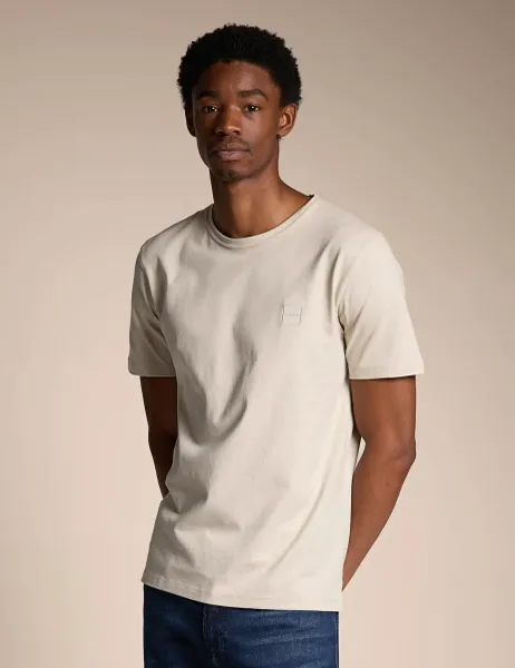 Boss Pure Cotton Crew Neck T-Shirt Beige