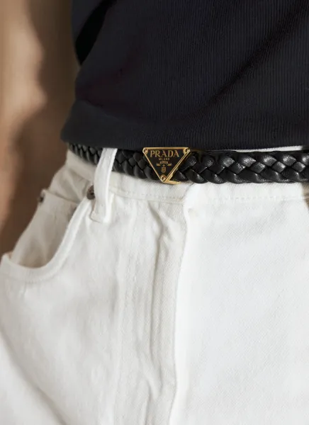 Logo Plaque Braided Belt