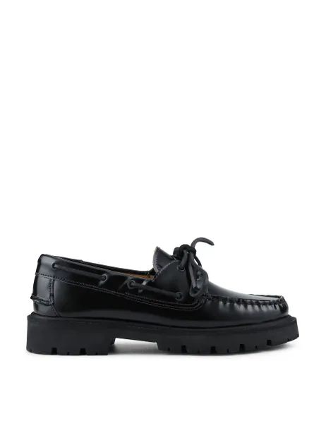 Jones Bootmaker Leather Block Heel Loafers Black