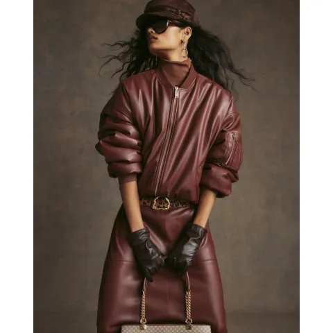 River Island Faux Leather Classic Bomber Jacket