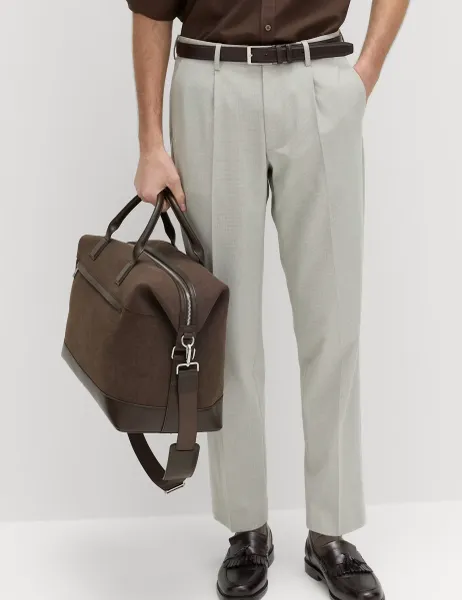Marks & Spencer Tailored Fit Puppytooth Trousers Grey