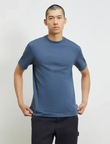 River Island Slim Fit Cotton Rich Crew Neck T-Shirt Blue