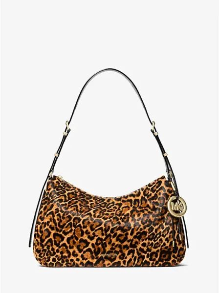 Michael Kors Nolita Medium Leopard Print Calf Hair Shoulder Bag