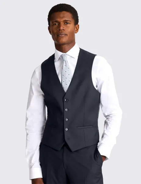 Moss Slim Fit Stretch Waistcoat Dark Navy