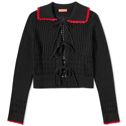 Evie Black Mixed Crochet Knit Top