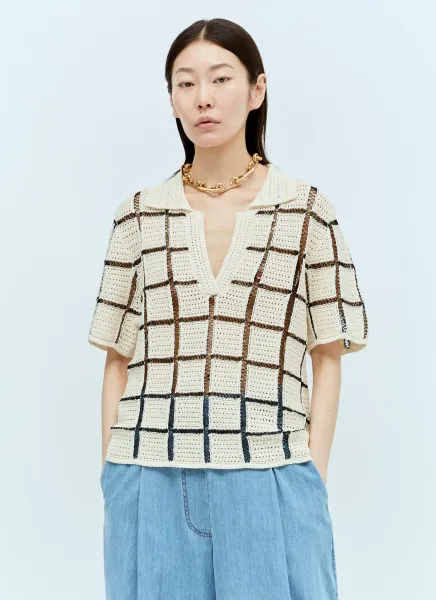 Block Stitch Polo Top