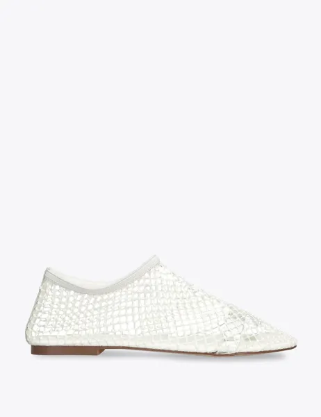 Steve Madden Pearl Mesh Flat Pumps White
