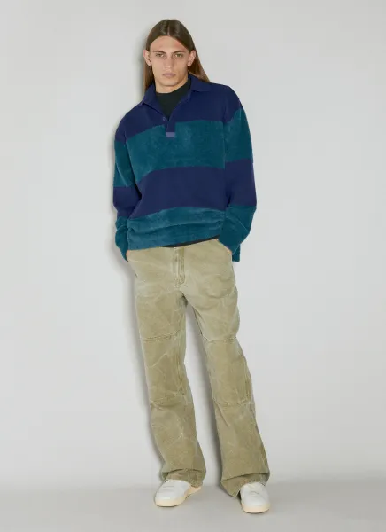 Stripe Knit Polo Sweater