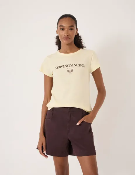 HUSH Pure Cotton Serving Since 03 Graphic T-Shirt Yellow Mix