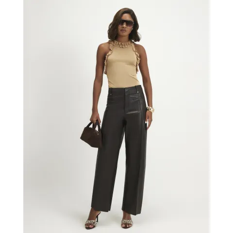 River Island Faux Leather Seam Cropped Trousers
