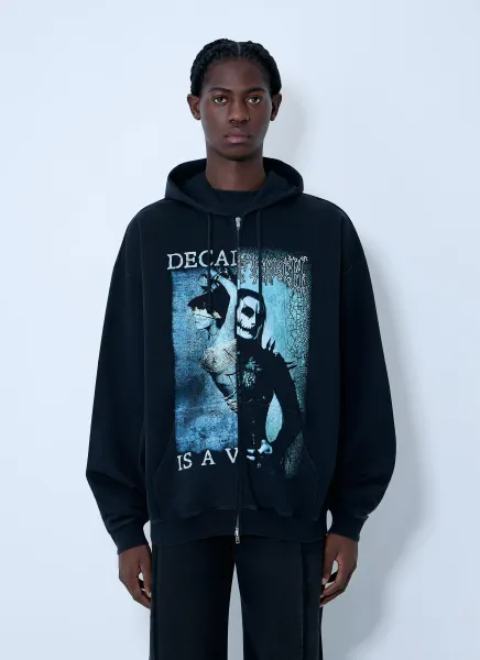Cof Cut-Up Zip-Up Hooded Sweatshirt