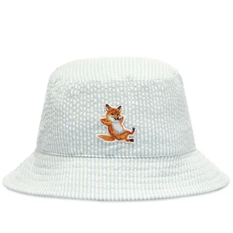 Maison Kitsuné Chillax Fox Seersucker Bucket Hat