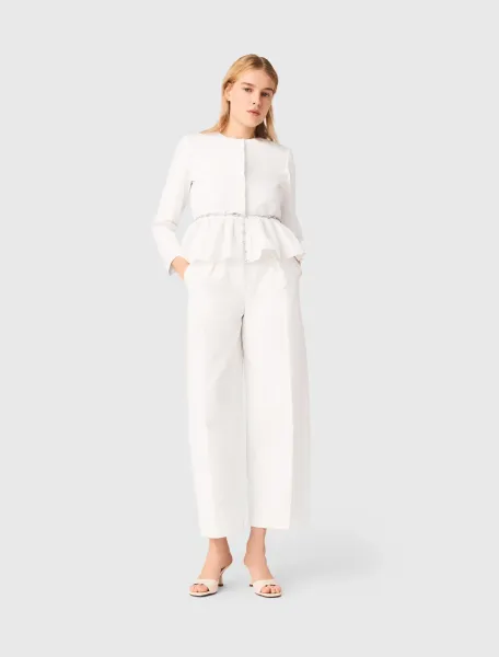 Cropped jacket with jewelled belt