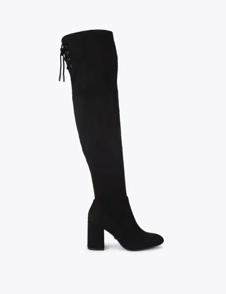 Carvela Block Heel Round Toe Over the Knee Boots Black