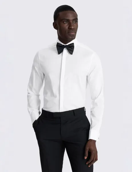 Moss Slim Fit Cotton Rich Dress Shirt White