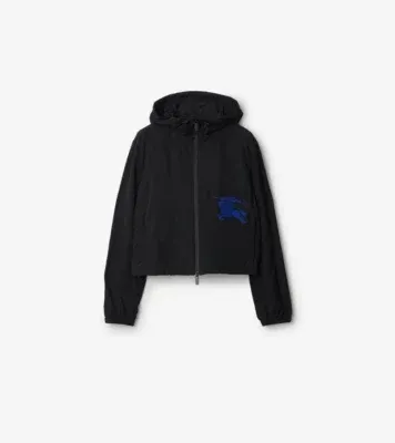 Cropped Knight Nylon Jacket in Black