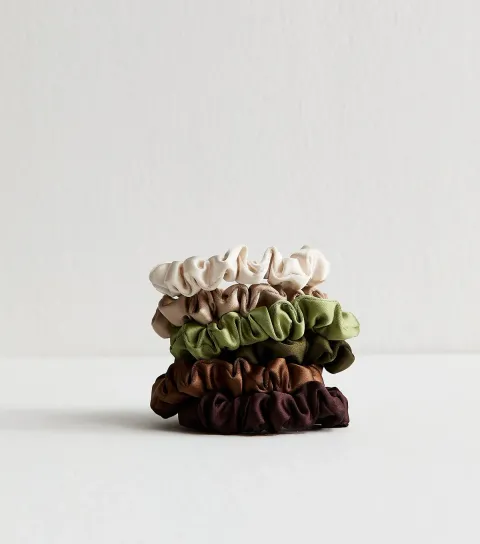 New Look Pack of 6 Multicolour Mini Satin Scrunchies