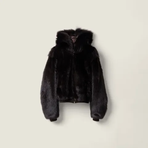 Shearling hoodie jacket