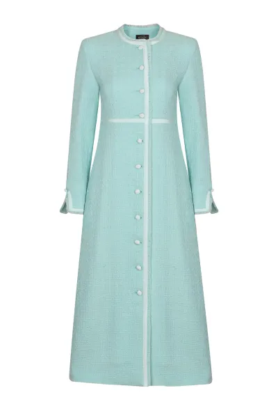 Sienna Coat in Aqua Tweed