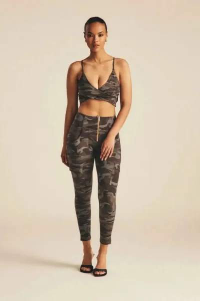 Freddy WRUP Cargo Fashion - High Waisted - 7/8 Length - Grey Camo