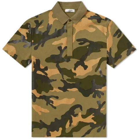 Metallic Overprinted Camo Polo