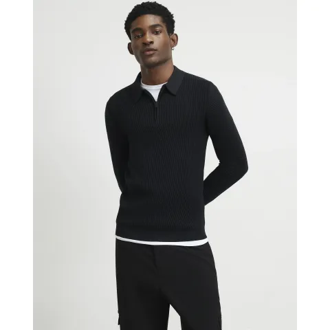 River Island Muscle Fit Textured Polo Shirt
