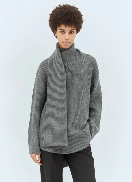 Long-Scarf Wool Sweater