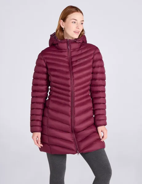 Mountain Warehouse Florence Padded Hooded Longline Jacket Burgundy